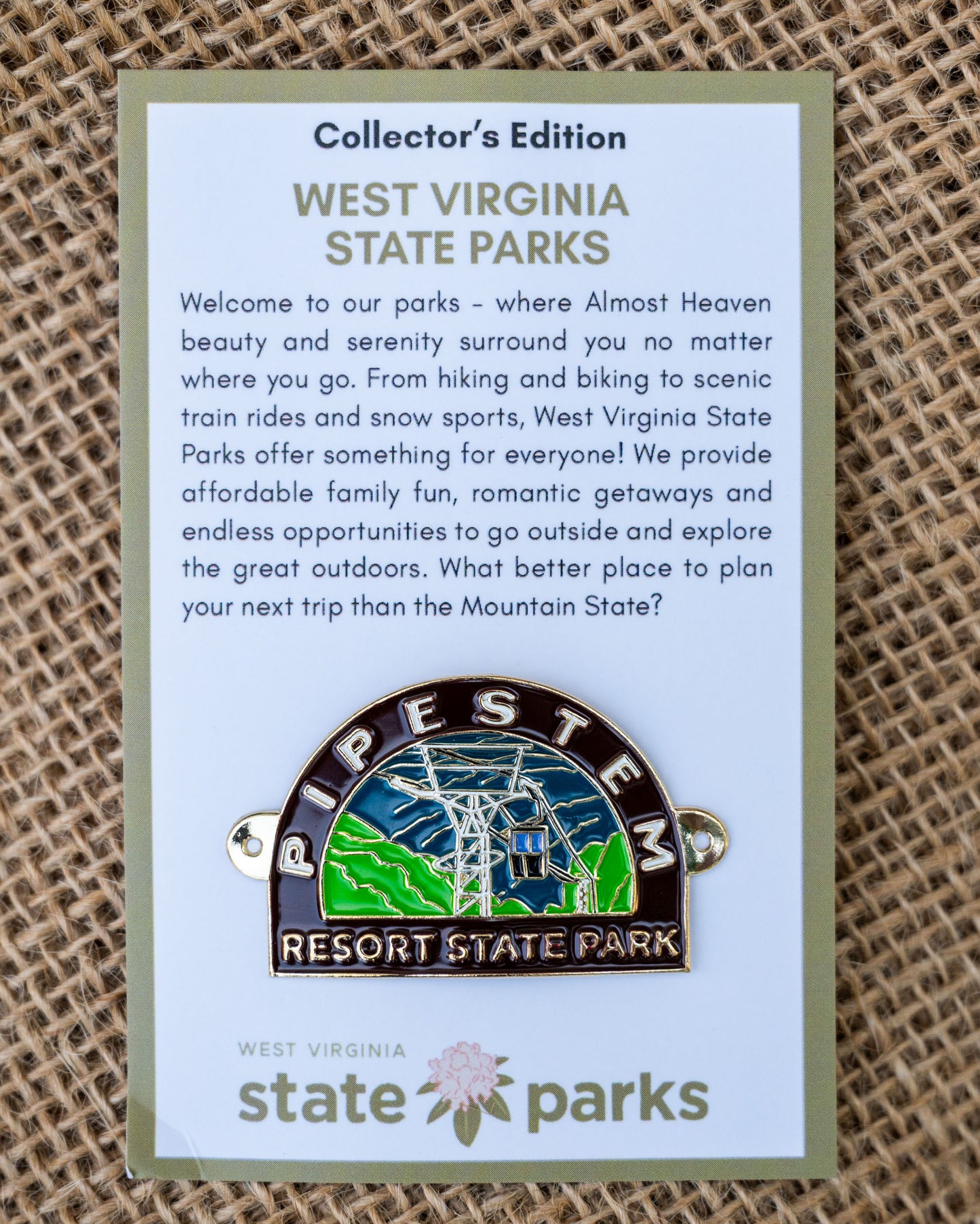 Pipestem Resort State Park Collector's Tram Edition Enamel Medallion