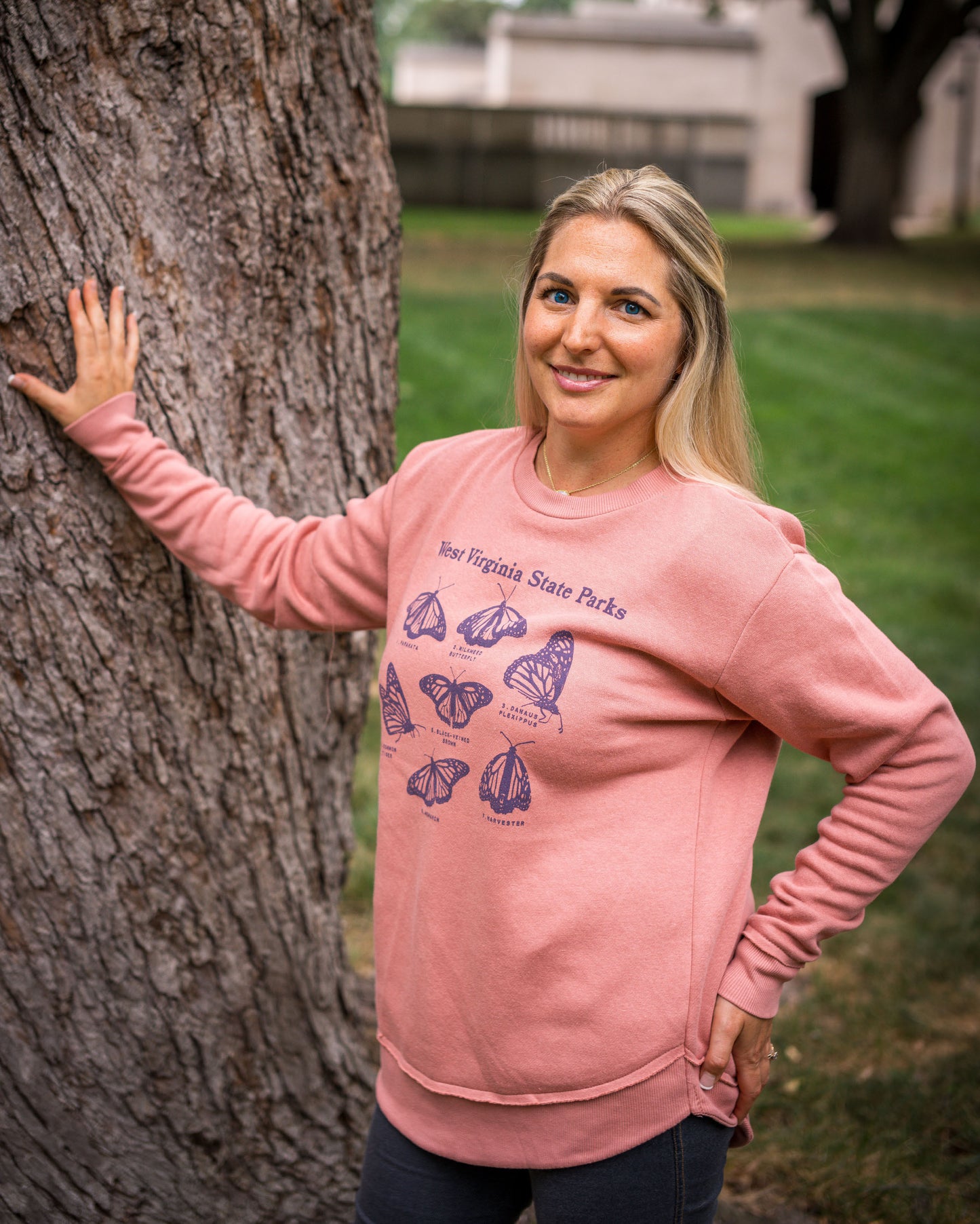 Native Beauties – WV State Parks Women’s Butterfly Crewneck