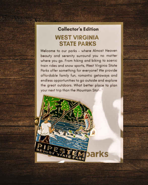 Pipestem Resort State Park Collector's Fisherman Edition Enamel Medallion