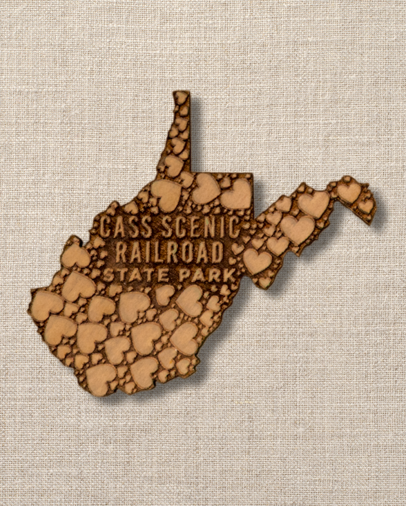 Cass Scenic Railroad State Park Wooden Hearts Magnet