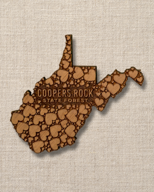 Coopers Rock State Forest Wooden Hearts Magnet
