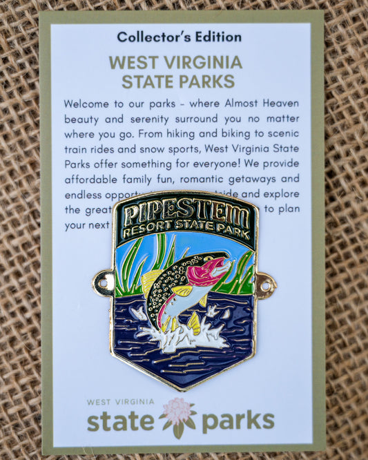 Pipestem Resort State Park Collector's Jumping Trout Edition Enamel Medallion