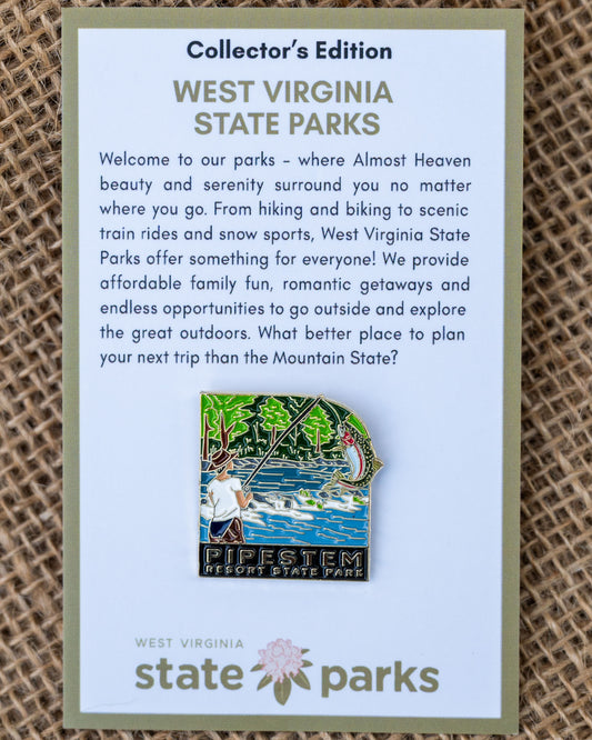 Pipestem Resort State Park Collector's Fisherman Edition Enamel Pin