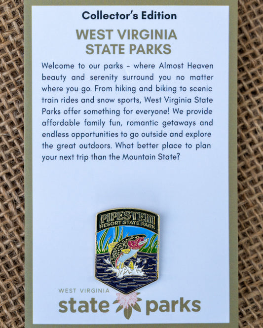 Pipestem Resort State Park Collector's Jumping Trout Edition Enamel Pin