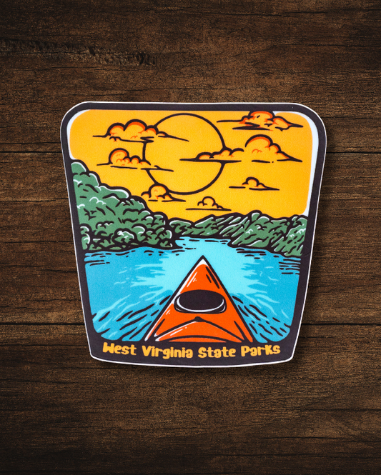 West Virginia State Parks Kayak Sticker by Loving WV