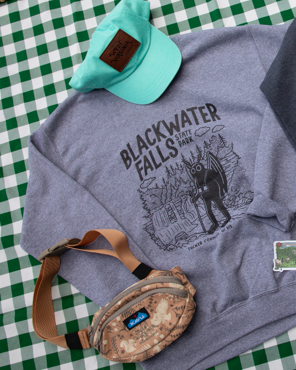 Mothman Hikes to Blackwater Falls State Park Crewneck Sweatshirt * Season Special *