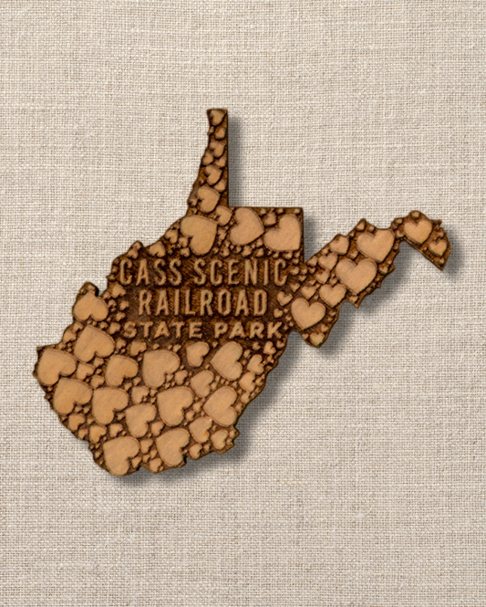 Cass Scenic Railroad State Park Wooden Hearts Magnet