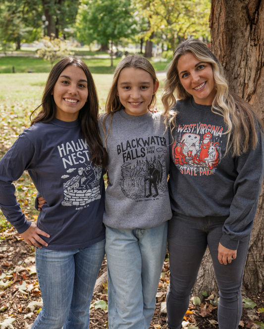 Mothman Hikes to Blackwater Falls State Park Crewneck Sweatshirt * Season Special *