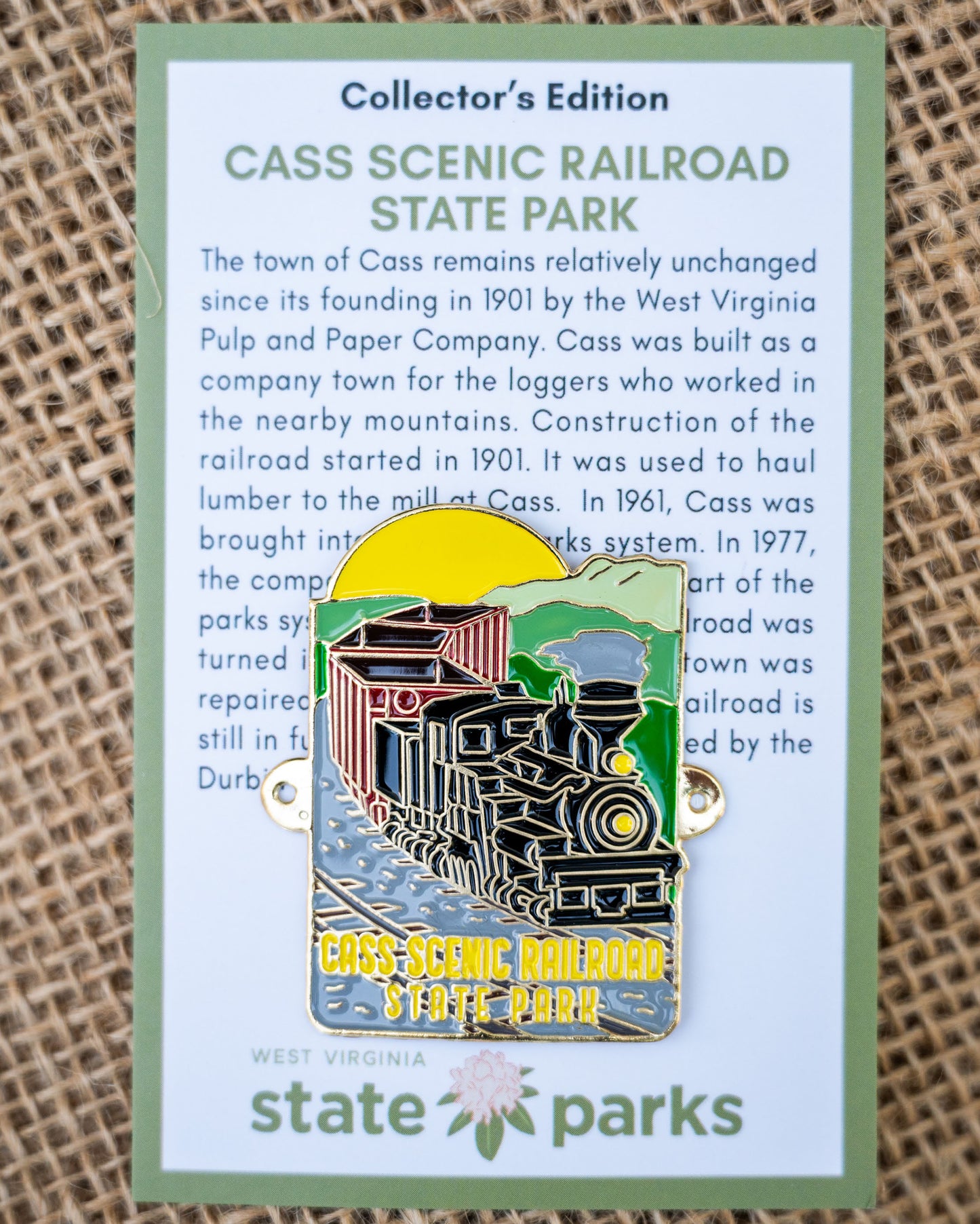 Cass Scenic Railroad State Park Collector's Sunrise Edition Enamel Medallion